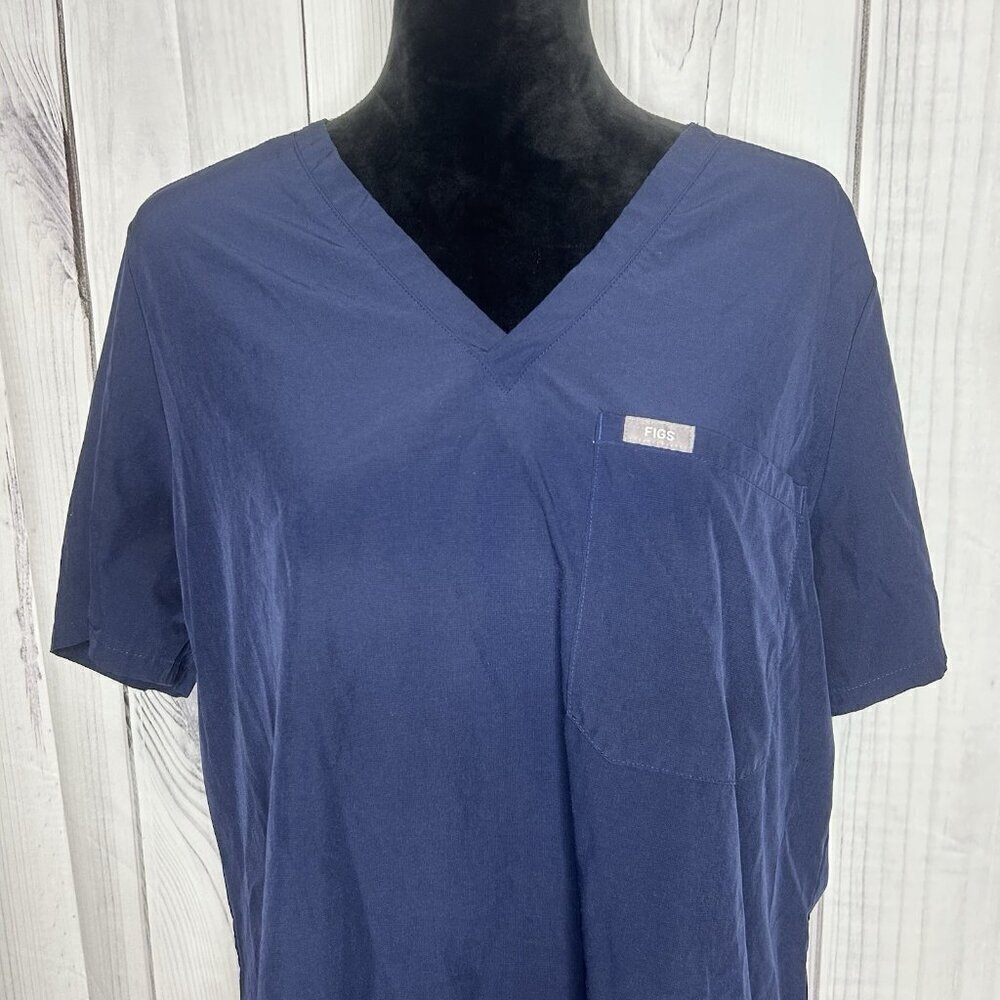 Figs Technical Collection Catarina Scrub Top Womens XL Navy Blue One-Pocket